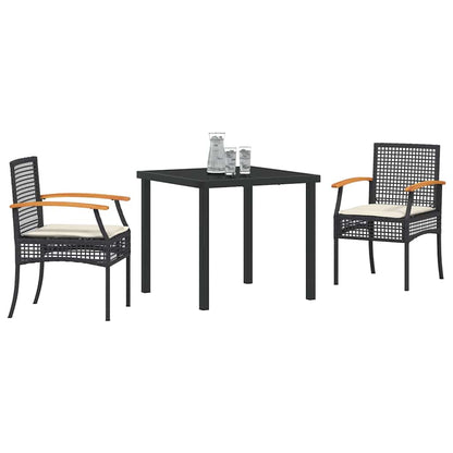 vidaXL Garden Dining Set 3 pcs Black Poly Rattan