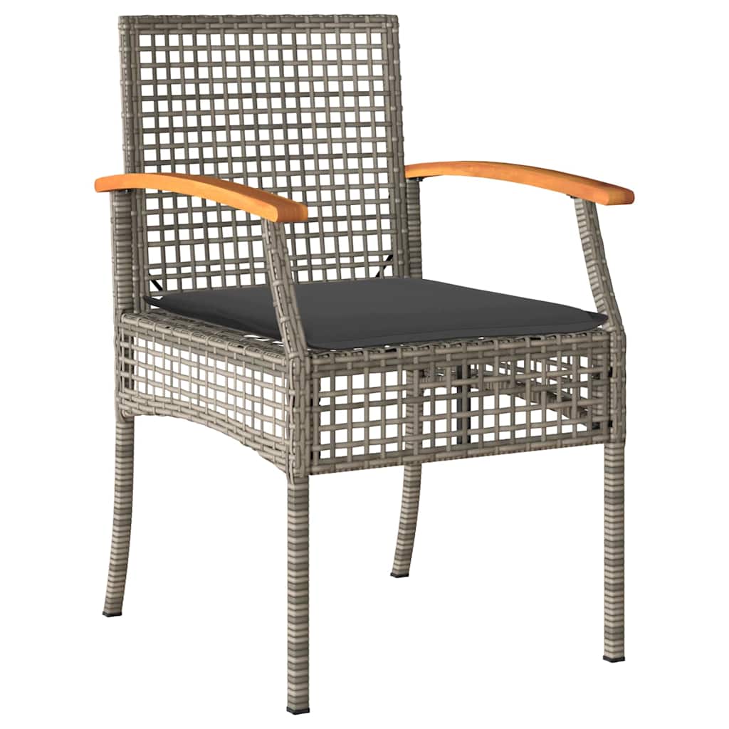 vidaXL Garden Dining Set with Cushion 3 pcs Grey and Black Rattan