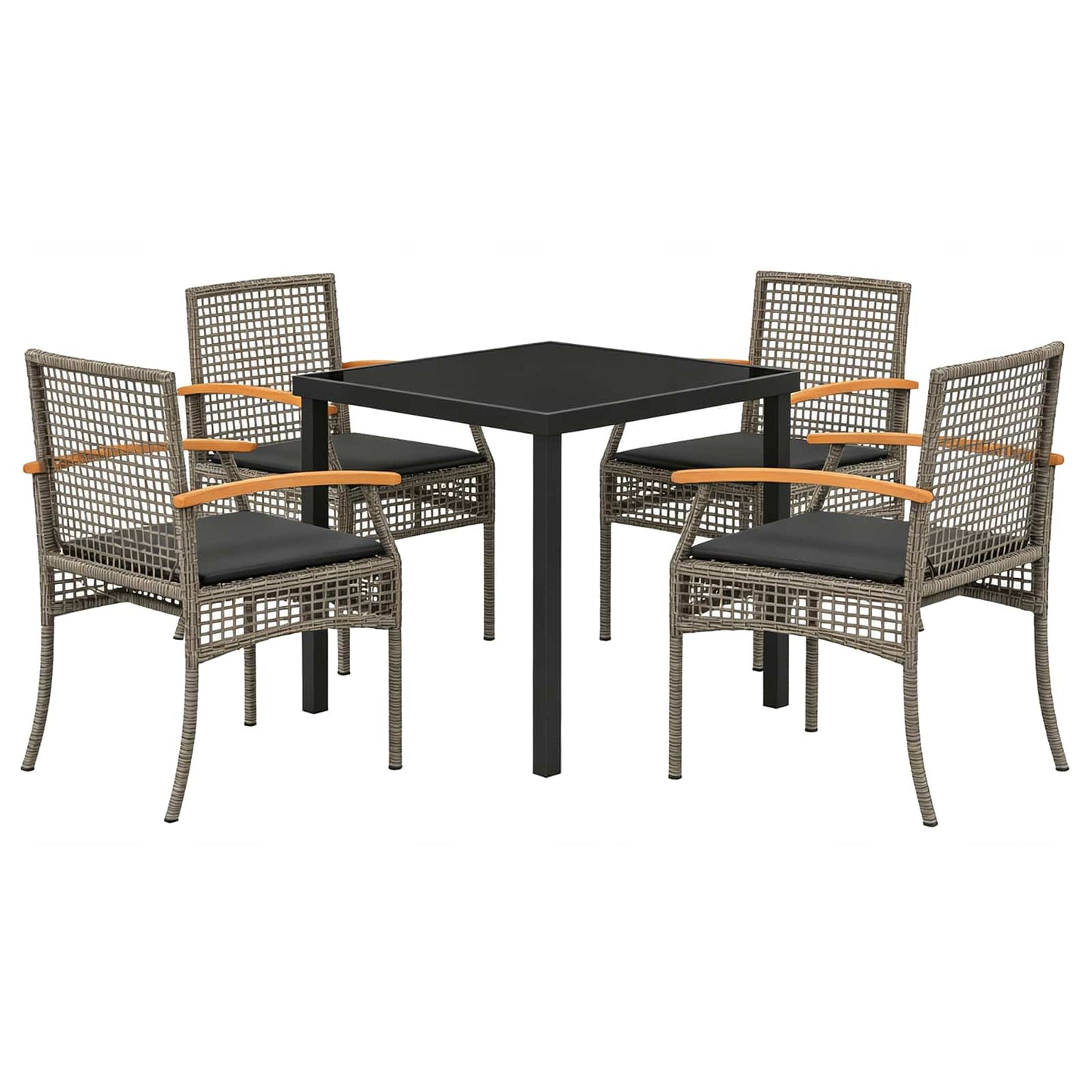 vidaXL Garden Dining Set 5 pcs Grey and Black Rattan