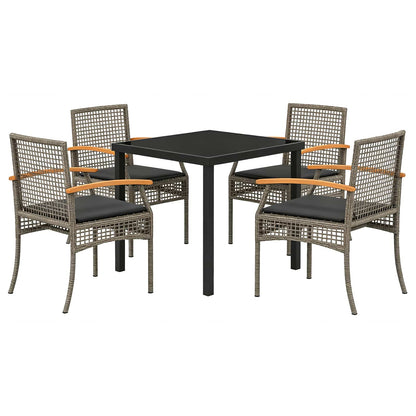 vidaXL Garden Dining Set 5 pcs Grey and Black Rattan