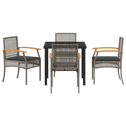 vidaXL 5 Piece Garden Dining Set with Cushions Grey Poly Rattan