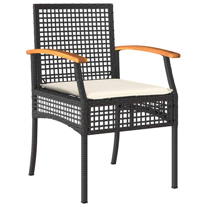 vidaXL Garden Dining Set with Cushion 7 pcs Grey and Black Rattan