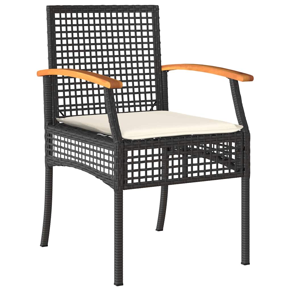 vidaXL Garden Dining Set with Cushion 7 pcs Grey and Black Rattan
