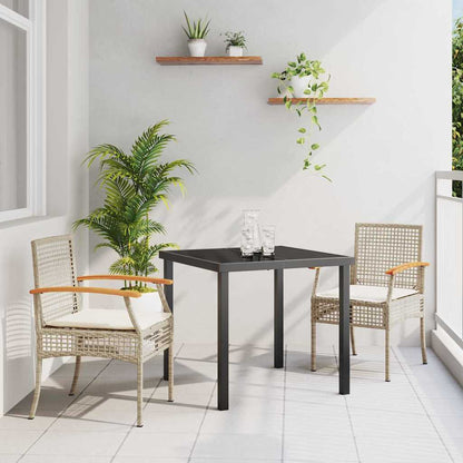 vidaXL Garden Dining Set with Cushion 3 pcs Beige and Black Rattan