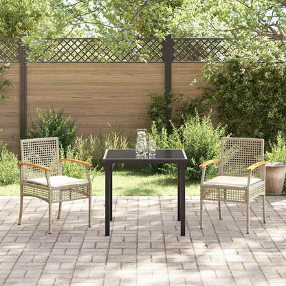 vidaXL Garden Dining Set with Cushion 3 pcs Beige and Black Rattan