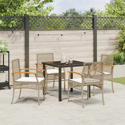 vidaXL Garden Dining Set with Cushion 5 pcs Beige and Black Rattan