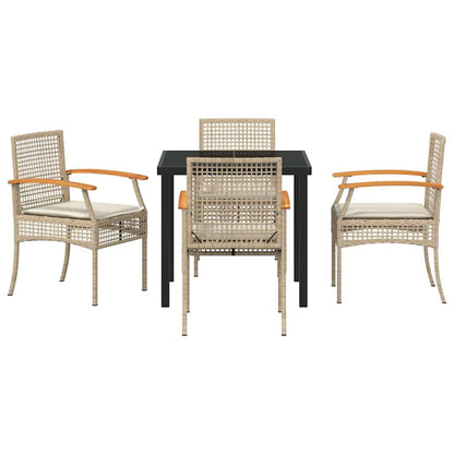 vidaXL Garden Dining Set with Cushion 5 pcs Beige and Black Rattan