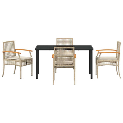 vidaXL Garden Dining Set with Cushion 5 pcs Beige and Black Rattan