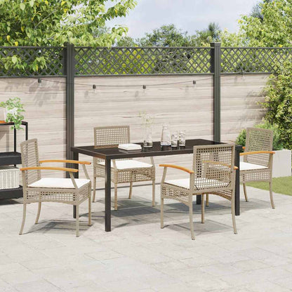vidaXL Garden Dining Set with Cushion 5 pcs Beige and Black Rattan