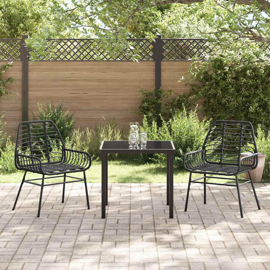 vidaXL Garden Dining Set 3 pcs Black Poly Rattan