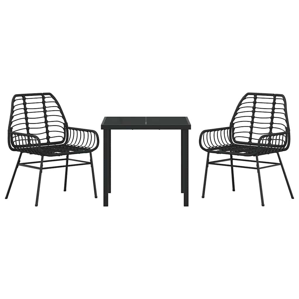vidaXL Garden Dining Set 3 pcs Black Poly Rattan