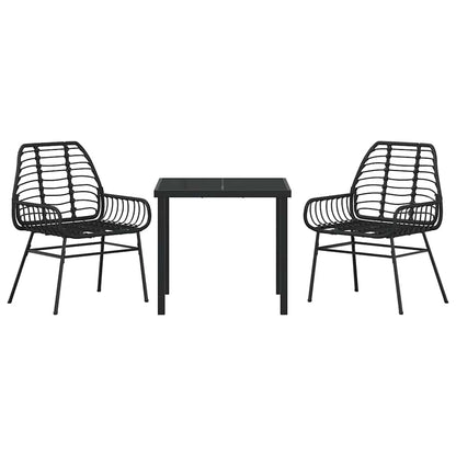 vidaXL Garden Dining Set 3 pcs Black Poly Rattan