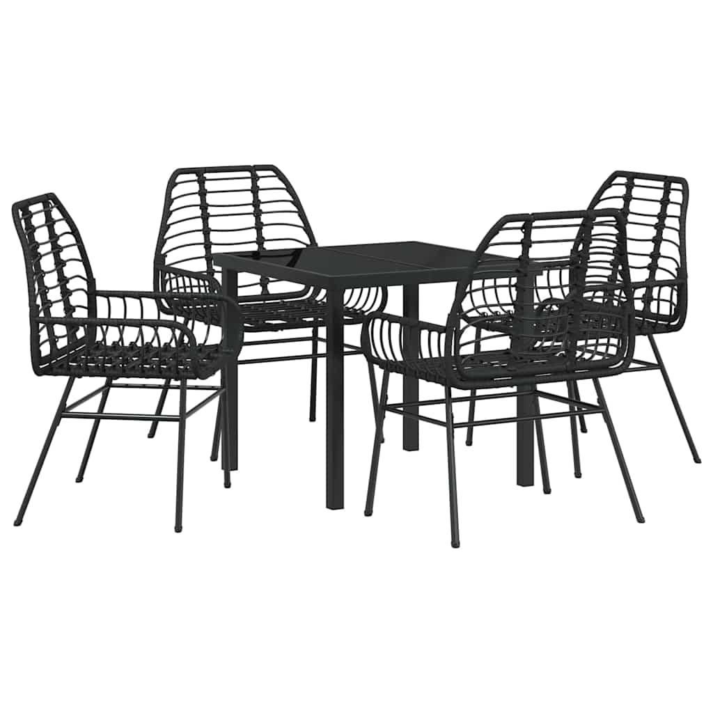 vidaXL Garden Dining Set 5 pcs Black Poly Rattan