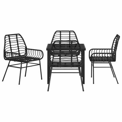 vidaXL Garden Dining Set 5 pcs Black Poly Rattan