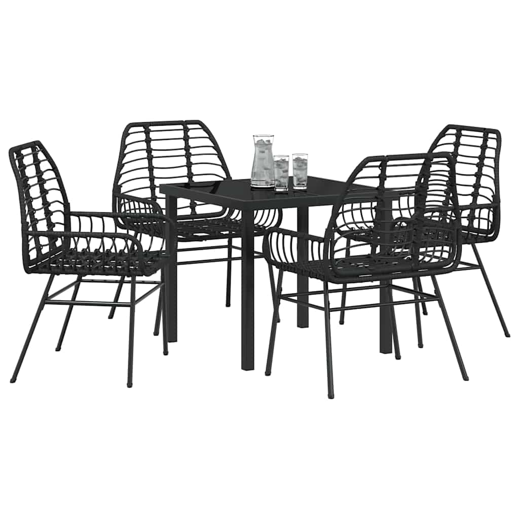 vidaXL Garden Dining Set 5 pcs Black Poly Rattan