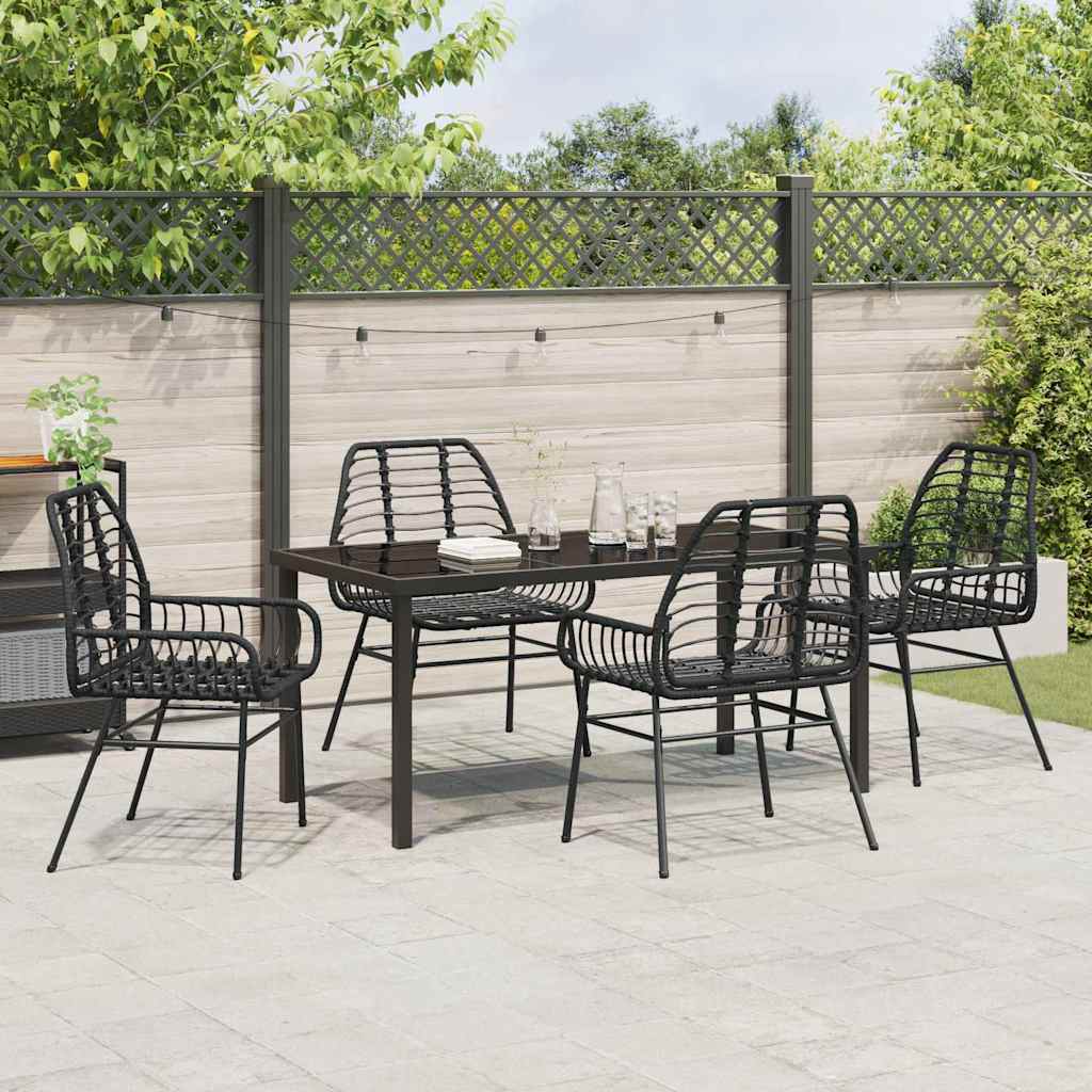 vidaXL Garden Dining Set 5 pcs Black Poly Rattan