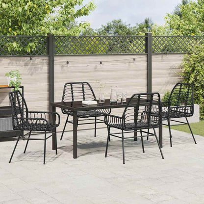vidaXL Garden Dining Set 5 pcs Black Poly Rattan