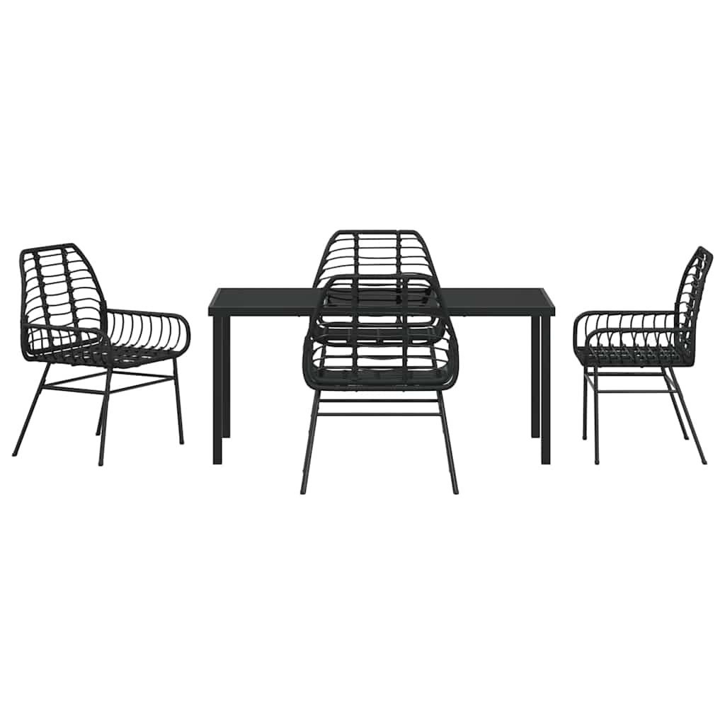 vidaXL Garden Dining Set 5 pcs Black Poly Rattan