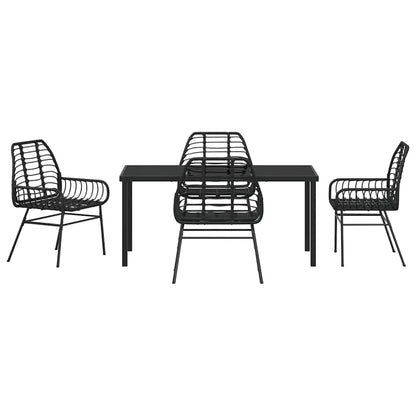 vidaXL Garden Dining Set 5 pcs Black Poly Rattan