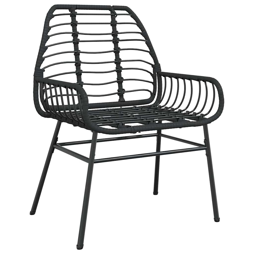vidaXL Garden Dining Set 7 pcs Black Poly Rattan