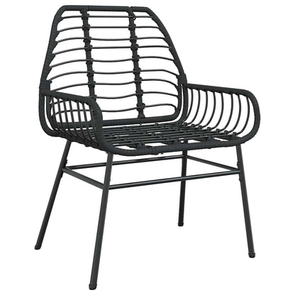 vidaXL Garden Dining Set 7 pcs Black Poly Rattan