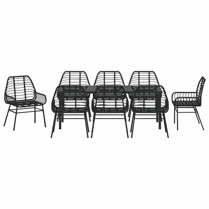 vidaXL Garden Dining Set 9 pcs Black Poly Rattan