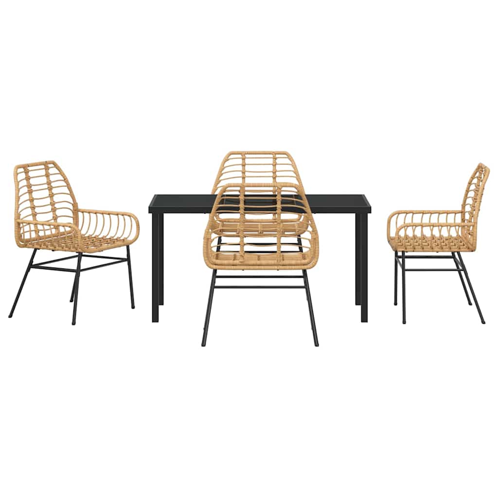vidaXL Garden Dining Set 5 pcs Brown Poly Rattan