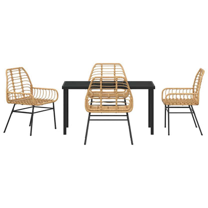 vidaXL Garden Dining Set 5 pcs Brown Poly Rattan