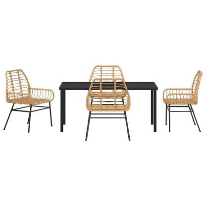 vidaXL Garden Dining Set 5 pcs Brown Poly Rattan