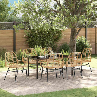 vidaXL Garden Dining Set 7 pcs Brown Poly Rattan