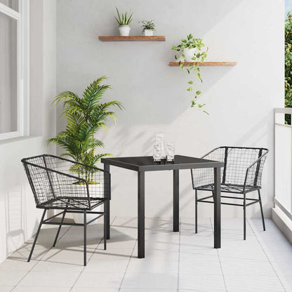 vidaXL Garden Dining Set 3 pcs Black Poly Rattan