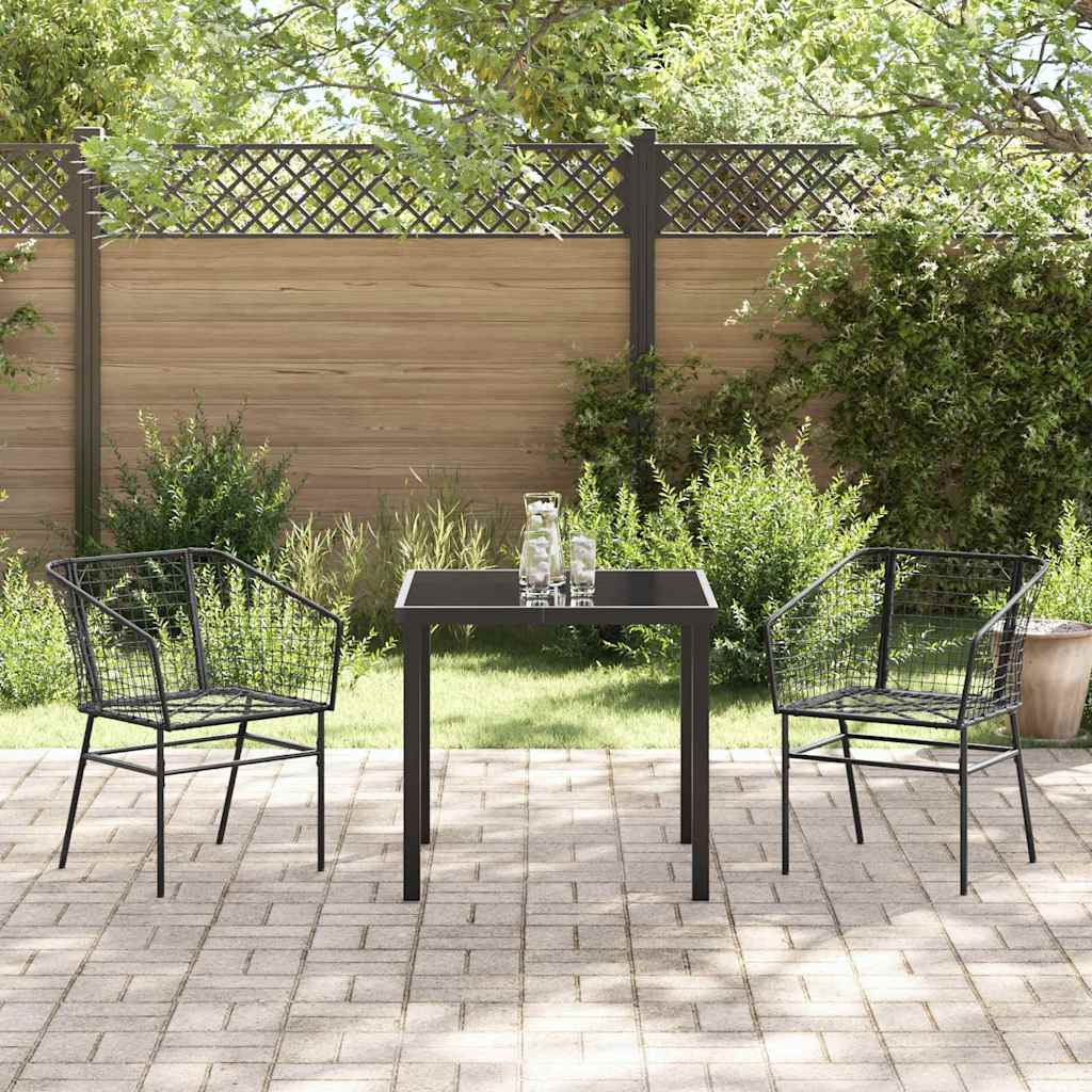 vidaXL Garden Dining Set 3 pcs Black Poly Rattan