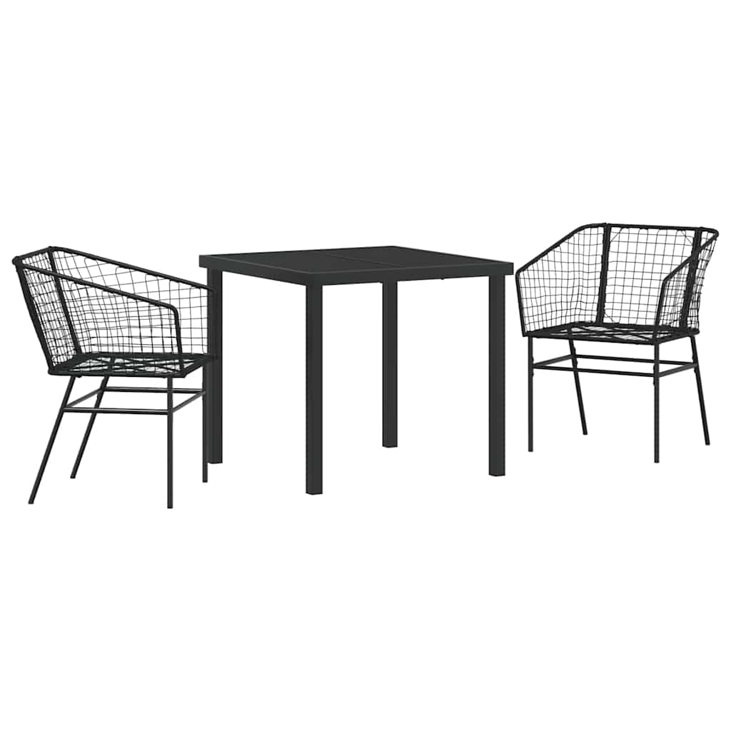 vidaXL Garden Dining Set 3 pcs Black Poly Rattan