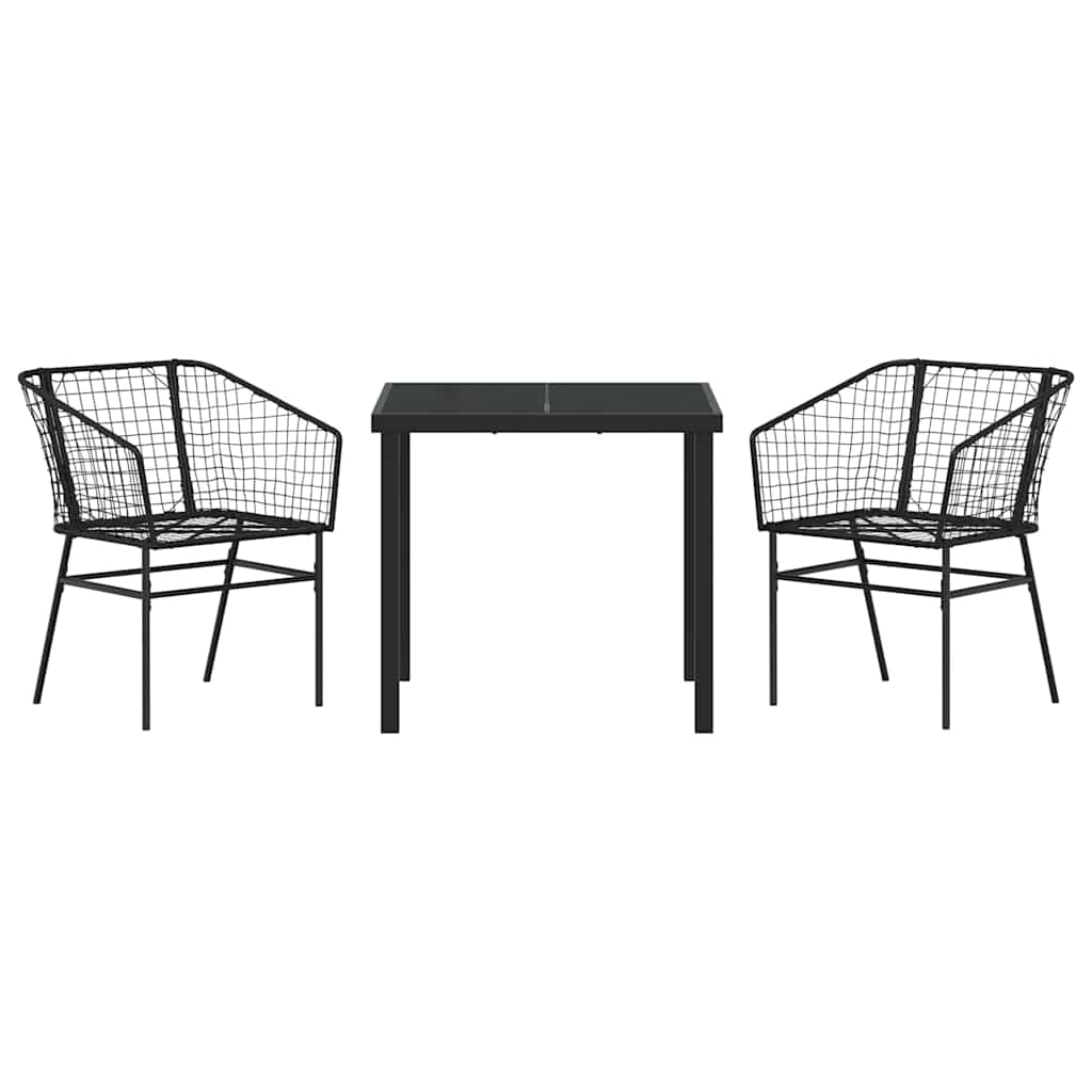 vidaXL Garden Dining Set 3 pcs Black Poly Rattan