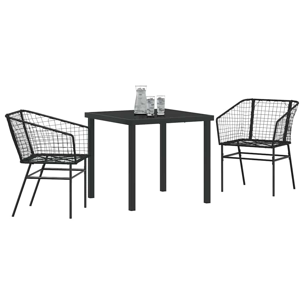 vidaXL Garden Dining Set 3 pcs Black Poly Rattan