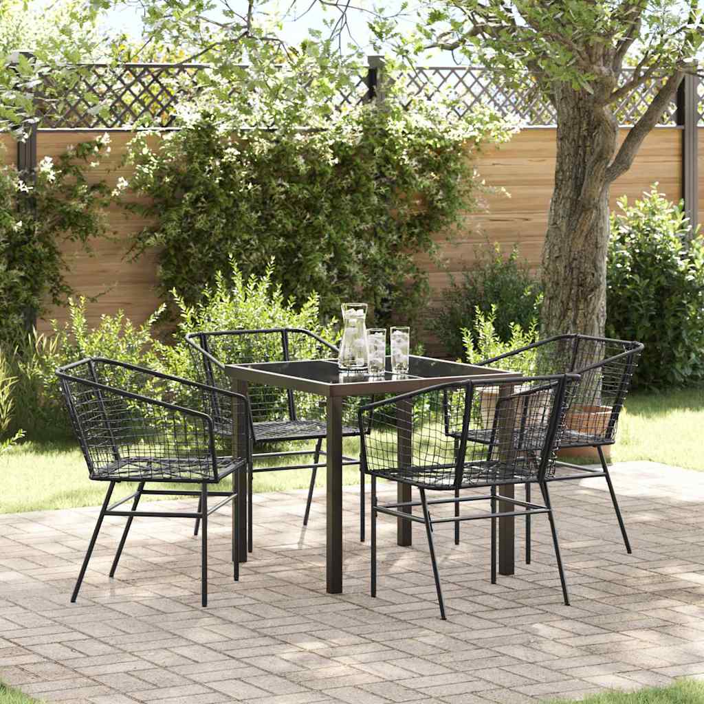 vidaXL Garden Dining Set 5 pcs Black Poly Rattan
