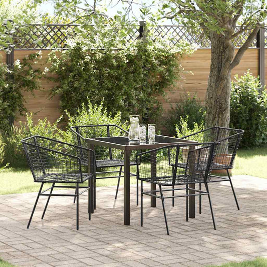 vidaXL Garden Dining Set 5 pcs Black Poly Rattan