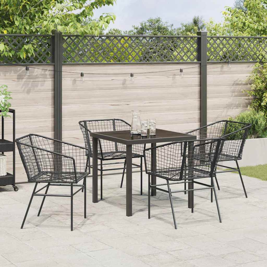 vidaXL Garden Dining Set 5 pcs Black Poly Rattan