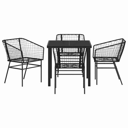 vidaXL Garden Dining Set 5 pcs Black Poly Rattan