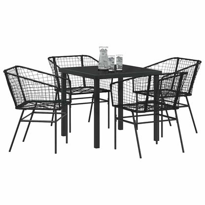 vidaXL Garden Dining Set 5 pcs Black Poly Rattan