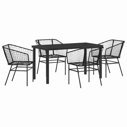 vidaXL Garden Dining Set 5 pcs Black Poly Rattan