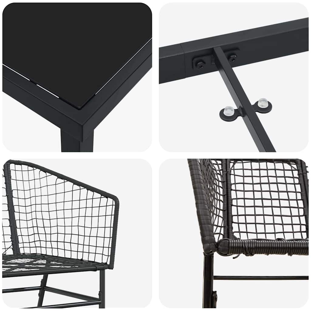 vidaXL Garden Dining Set 7 pcs Black Poly Rattan