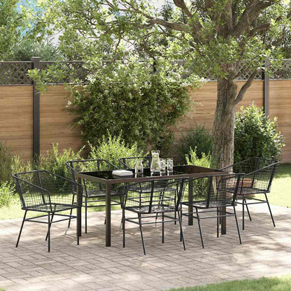vidaXL Garden Dining Set 7 pcs Black Poly Rattan