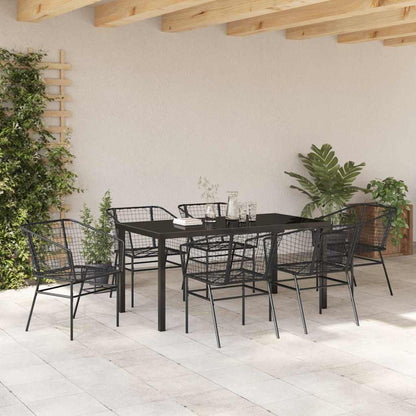 vidaXL Garden Dining Set 7 pcs Black Poly Rattan