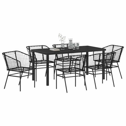 vidaXL Garden Dining Set 7 pcs Black Poly Rattan