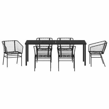 vidaXL Garden Dining Set 7 pcs Black Poly Rattan