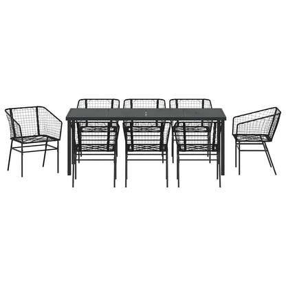 vidaXL Garden Dining Set 9 pcs Black Poly Rattan