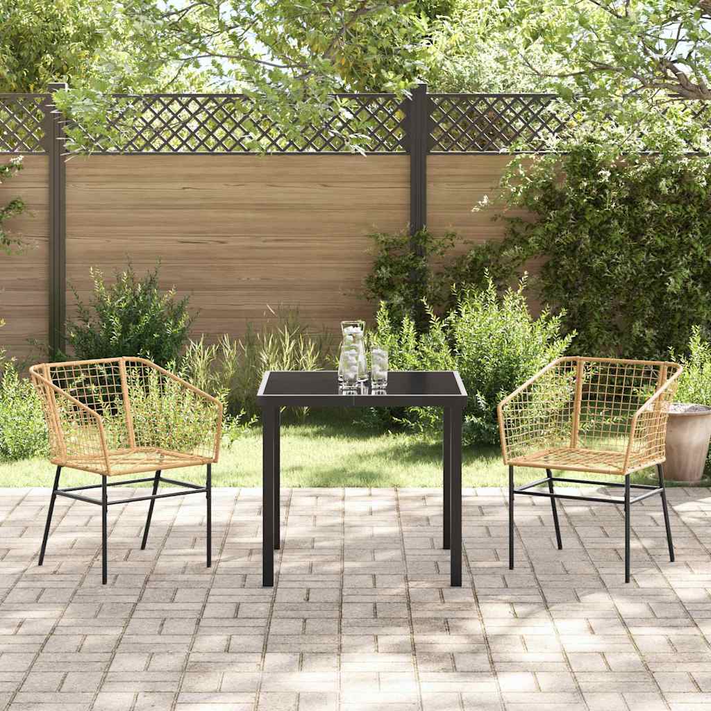vidaXL Garden Dining Set 3 pcs Brown Poly Rattan