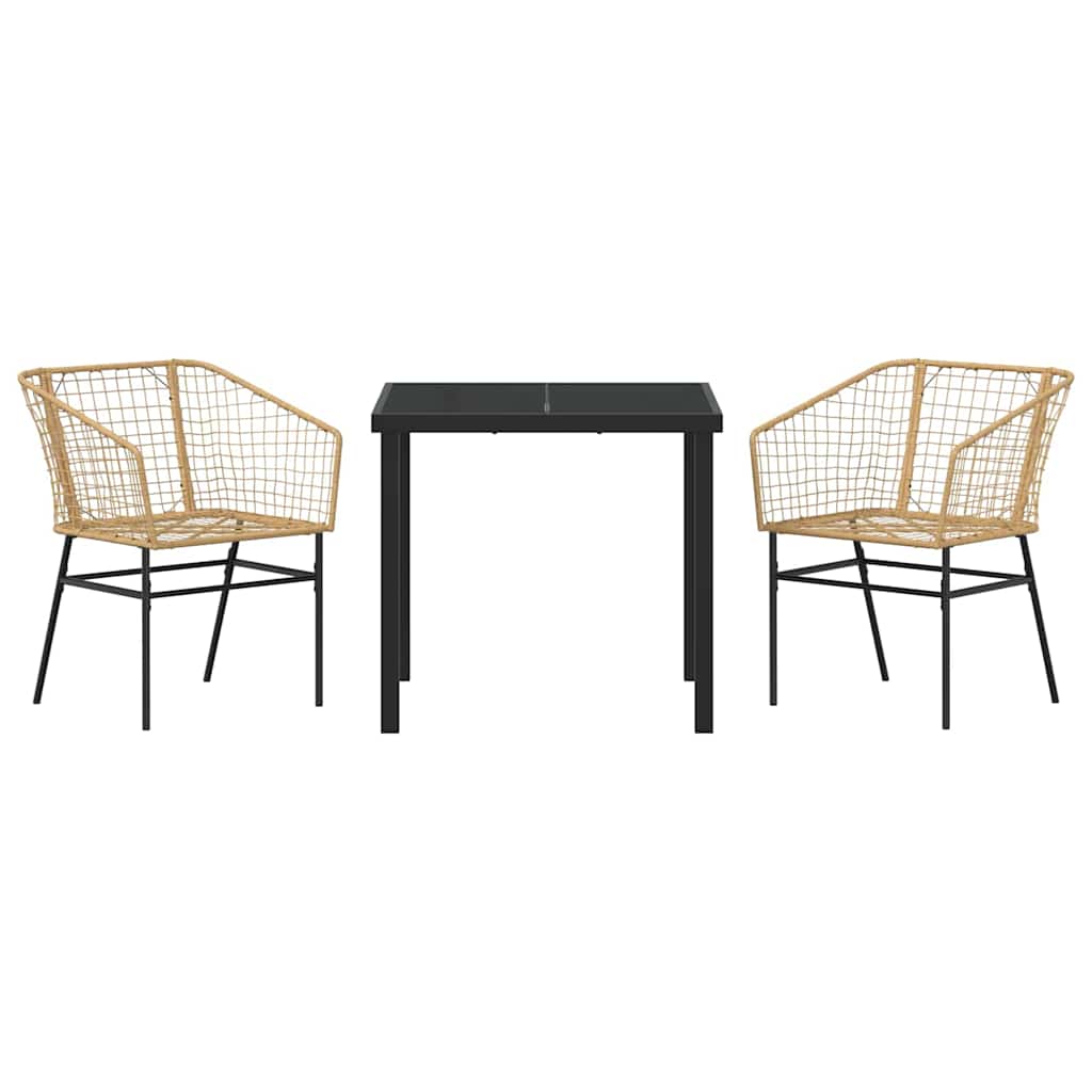 vidaXL Garden Dining Set 3 pcs Brown Poly Rattan