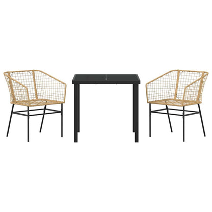 vidaXL Garden Dining Set 3 pcs Brown Poly Rattan